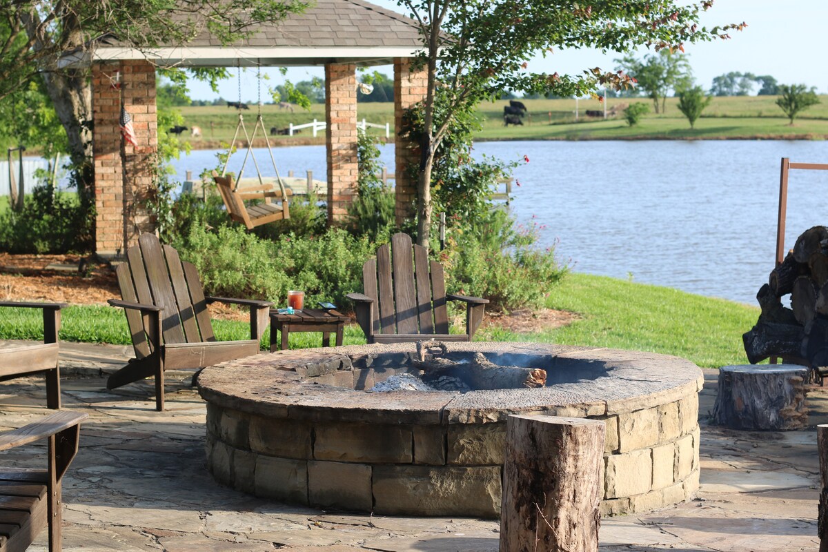 Fire pit by the pond